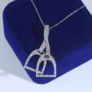 2025 Luxury 925 Silver Sterling Iced Out Bling Cz Paved Horse Hoof Pendant Horseshoe Bit Necklace Women Fashion Jewelry silver / 41with5cm