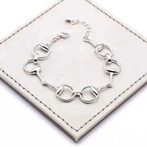 2025 New Arrived Charm Real 100% 925 Sterling Silver Horse Lover Jewelry Three Colors Snaffle Bit Pendant Silver Women Bracelets silver bracelet / 15with4cm