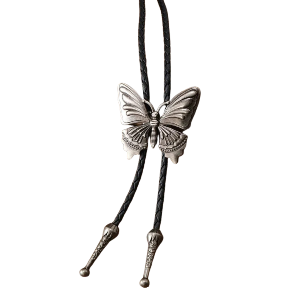Bolo tie med fjäril i metall