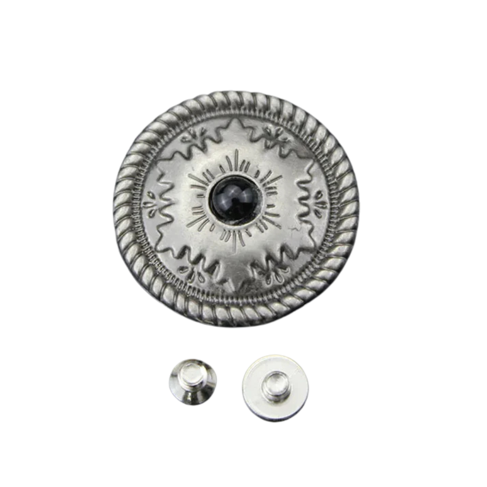 Concho 25 mm i Antiksilver med Färgsten