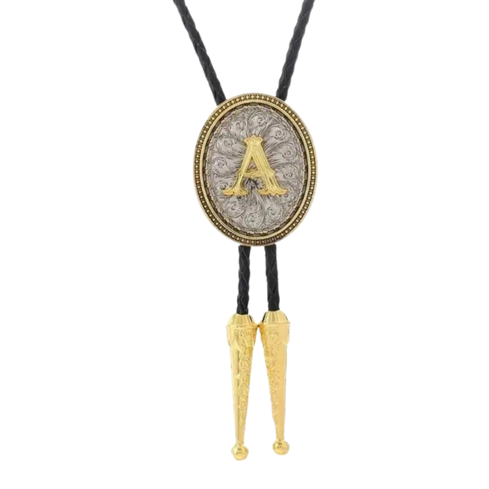 Bolo tie med initial A–Z i tvåtonad metall