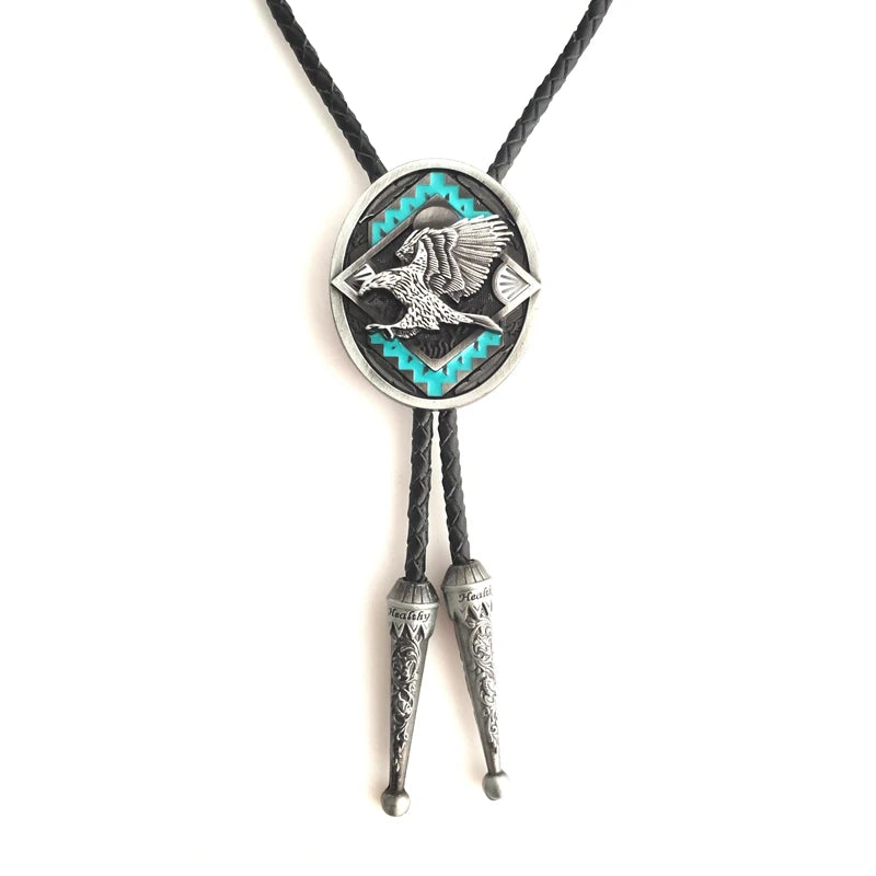 Bolo tie med örn och turkosdetaljer