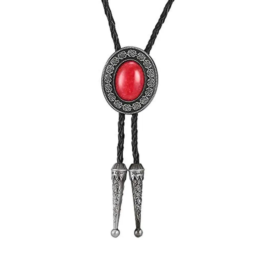Bolo tie i läder med natursten