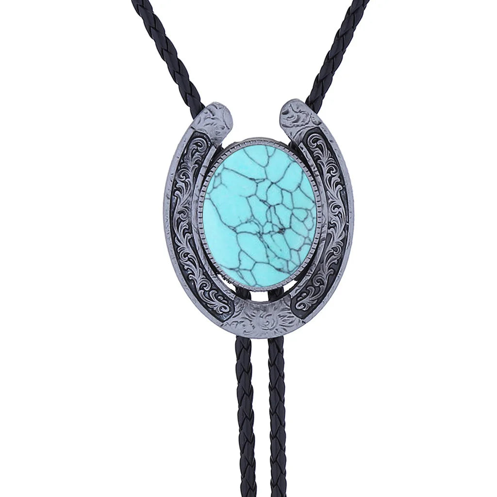 Bolo tie med hästsko och natursten