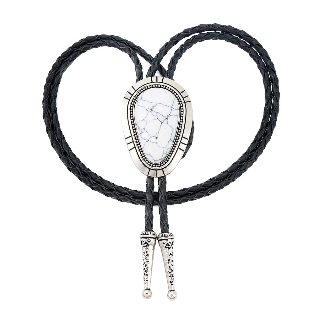 Bolo tie i droppform med naturlig turkos