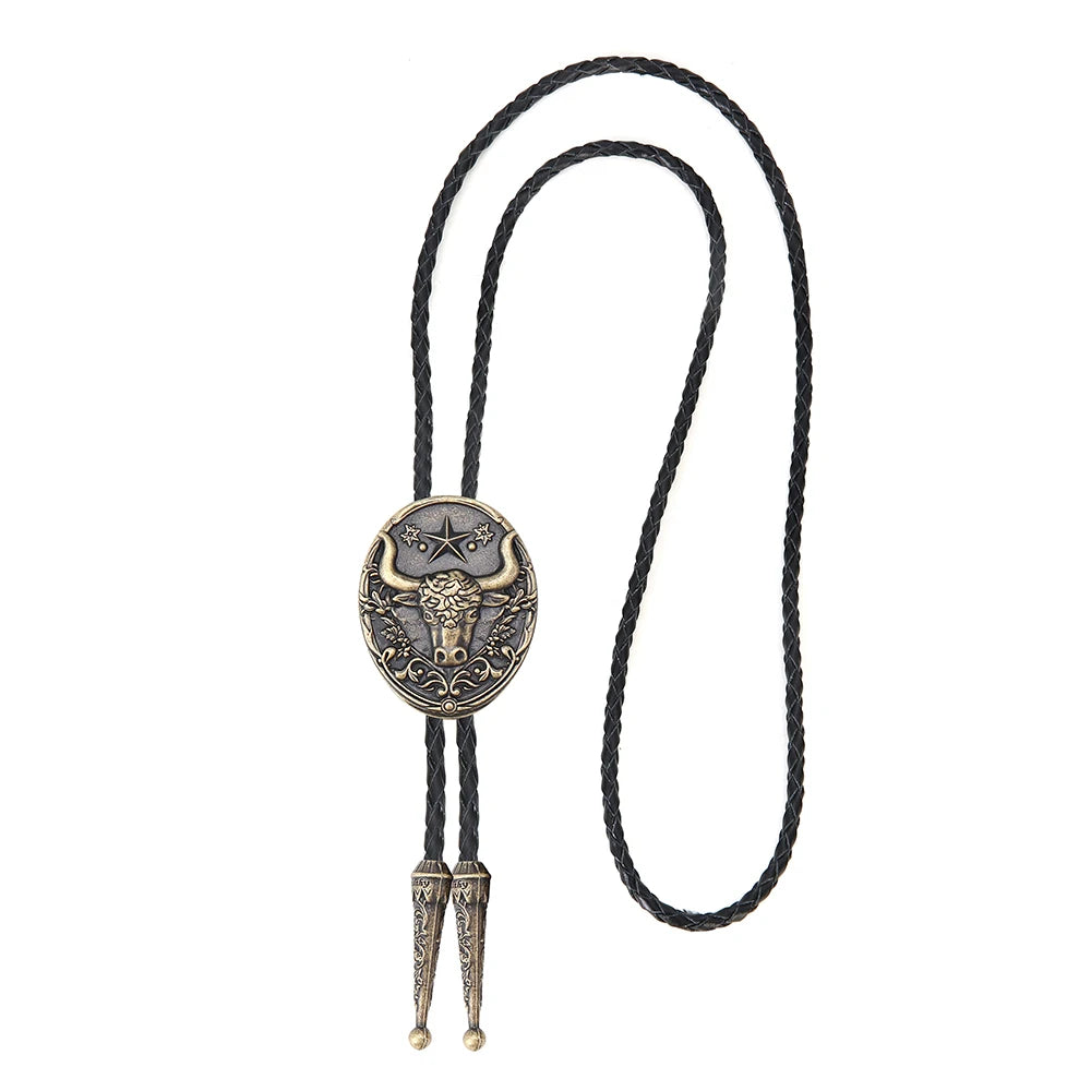 Bolo tie med tjurhuvud och pentagram