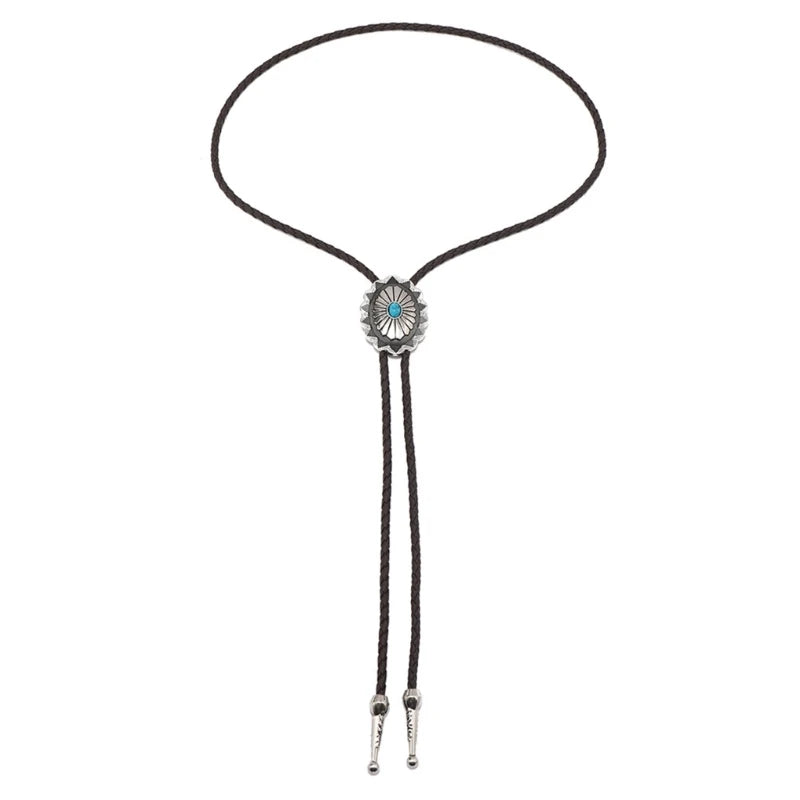 Bolo tie med turkosdetalj och justerbar läderrem