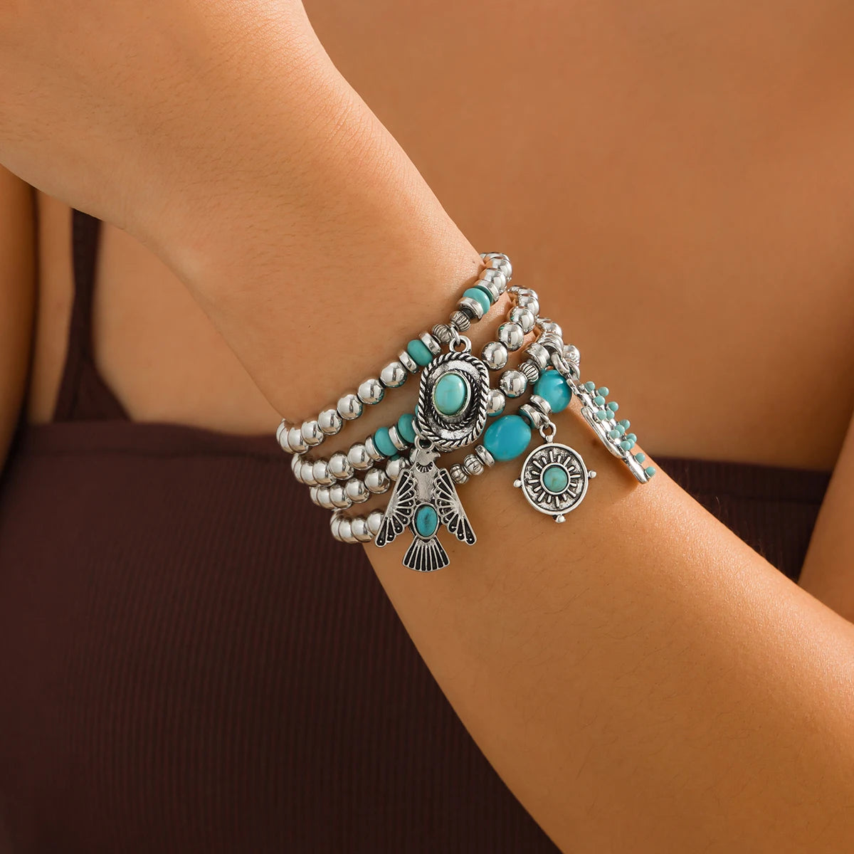 Boho Armband med Western Berlocker