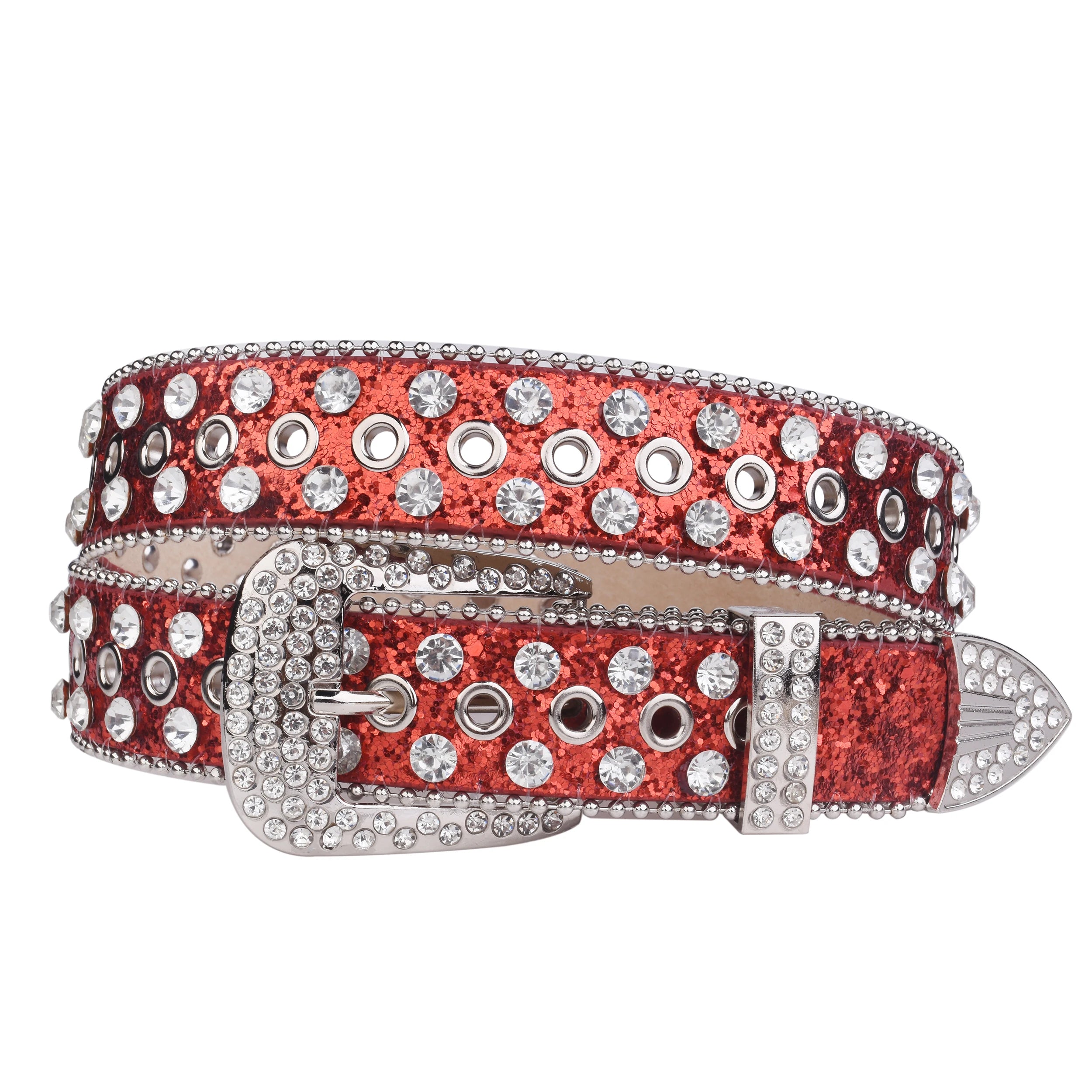 Westernbälte Silverfärgat med Strass och Nitar