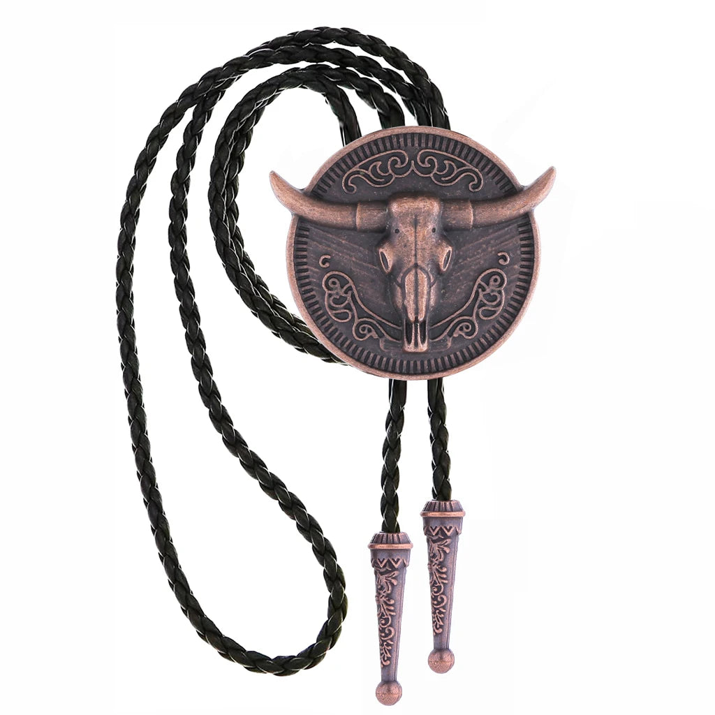 Bolo tie med tjurhuvud med långt horn