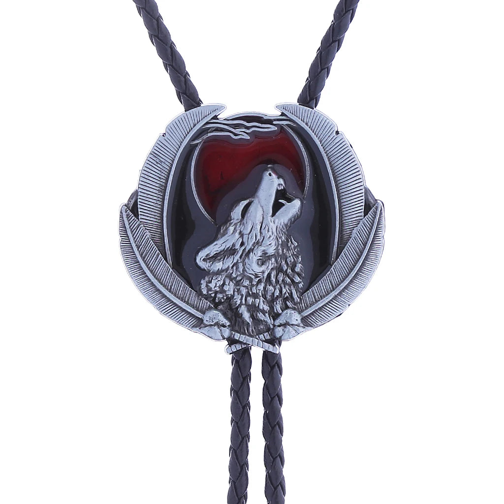 Bolo tie med vargmotiv i legering