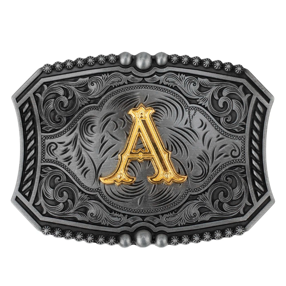 Personligt bokstav bältesspänne western stil metall