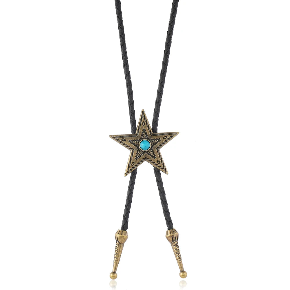 Bolo tie med stjärnhänge i antikmetall