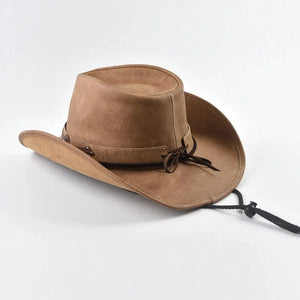 Äkta Läder Cowboyhatt Män