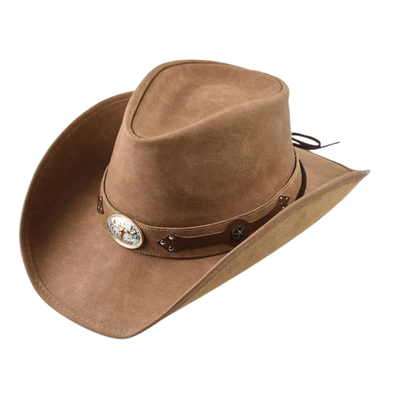 Äkta Läder Cowboyhatt Män