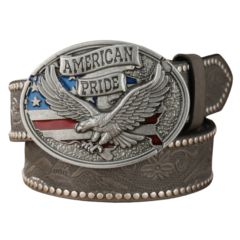 Antik American Pride cowboybälte Grå Silver / 120cm