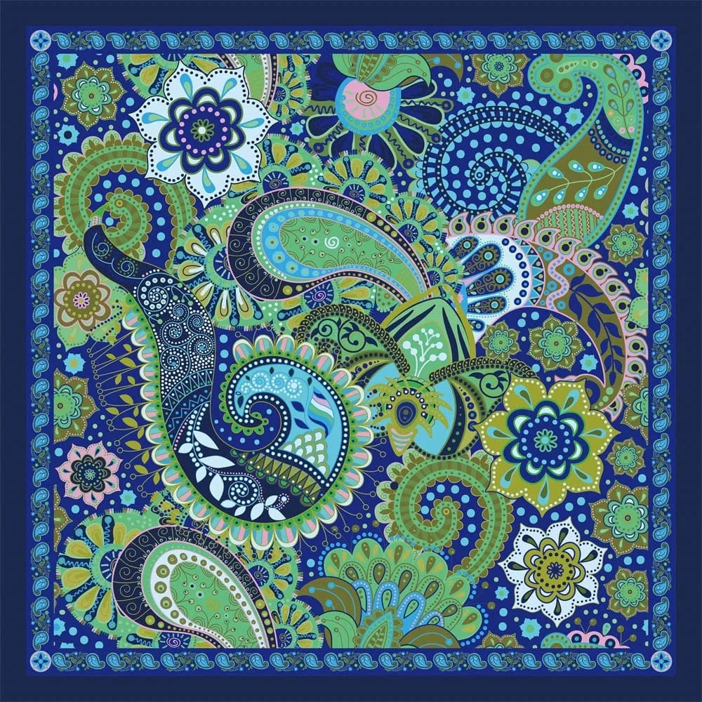 Artistisk Paisley Bandana i Blått och Grönt