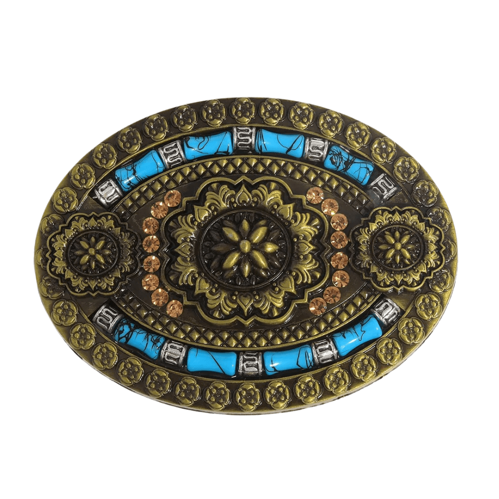 Bältespänne boho turkos blommor vintage western