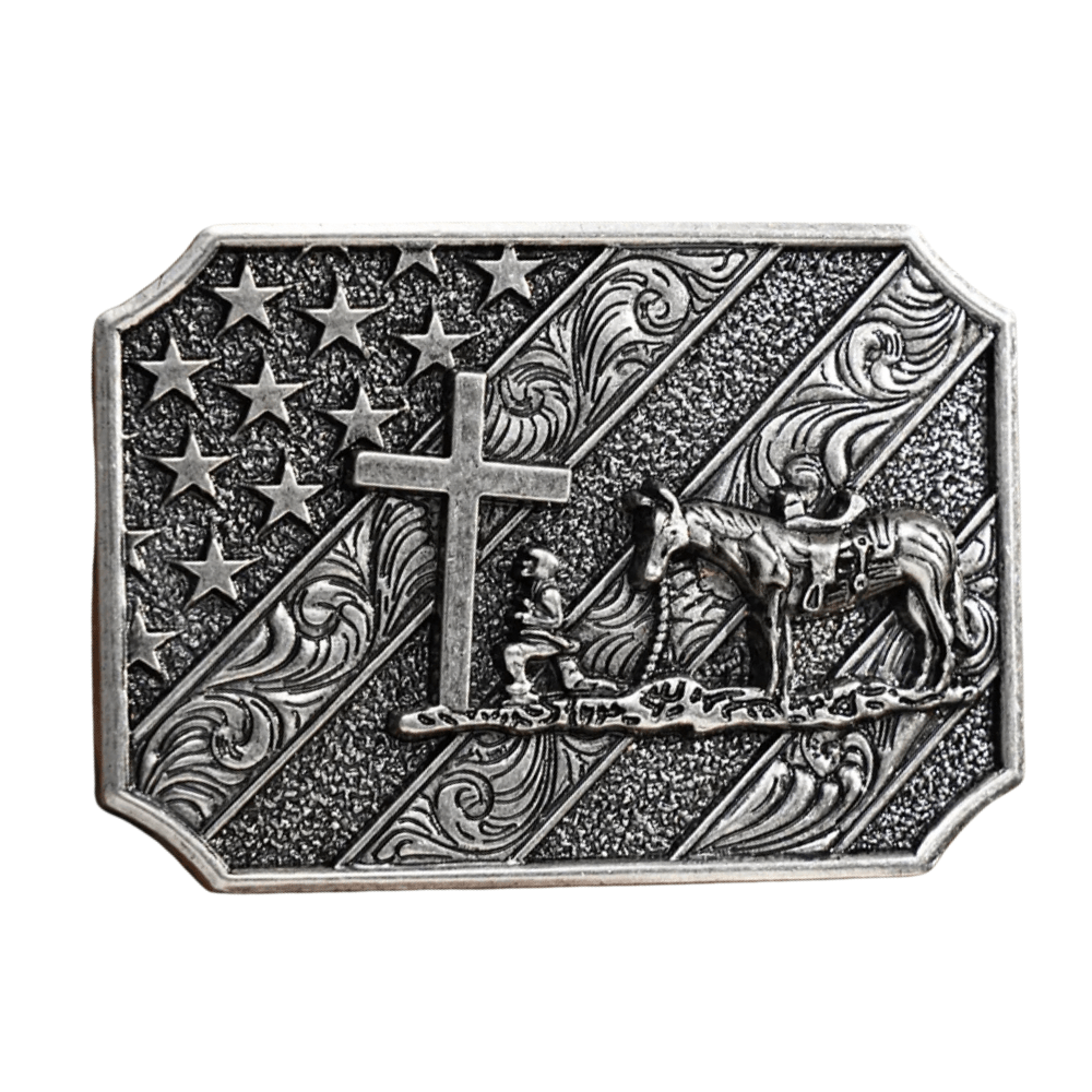 Bältespänne cowboy kors flagga kristen USA