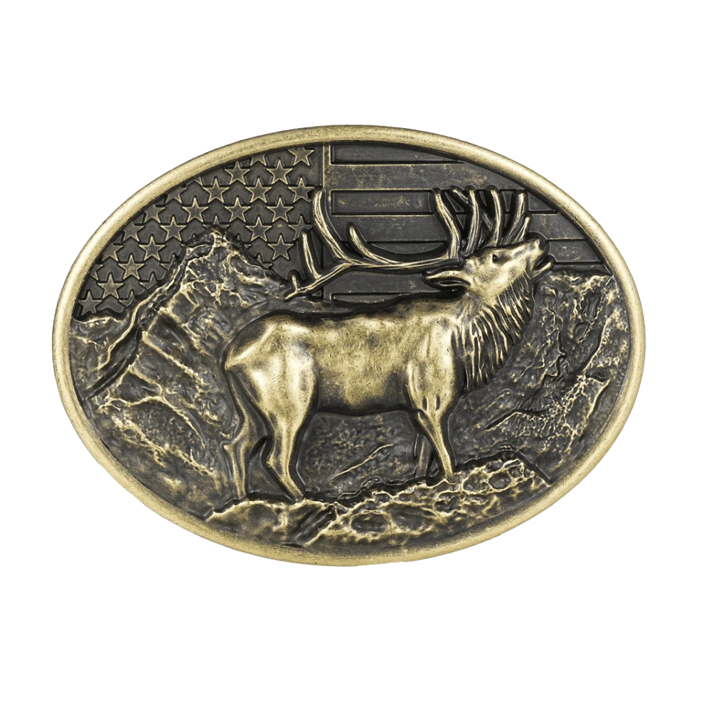 Bältespänne hjort med amerikansk flagga