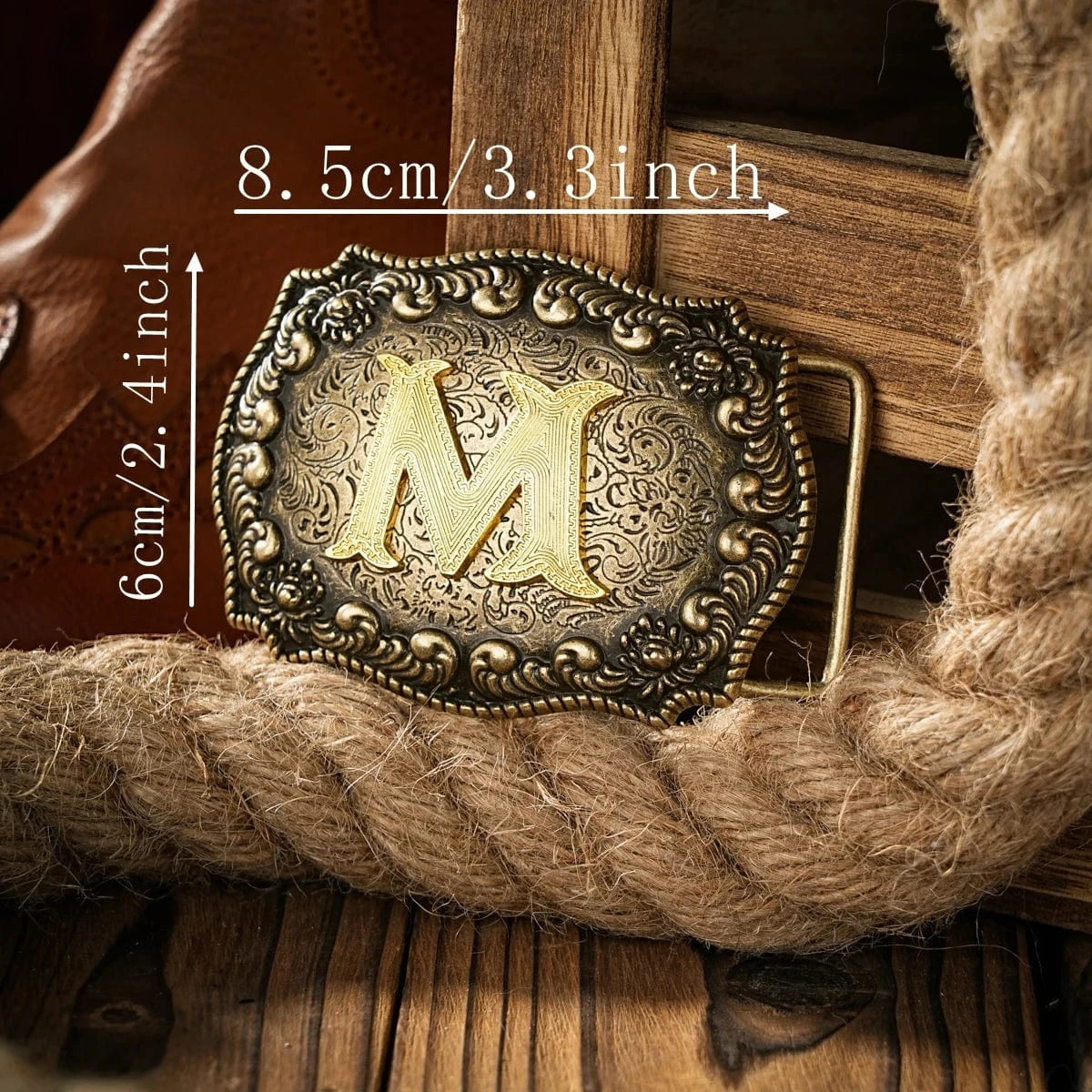 Bältespänne med bokstav i antik westernstil