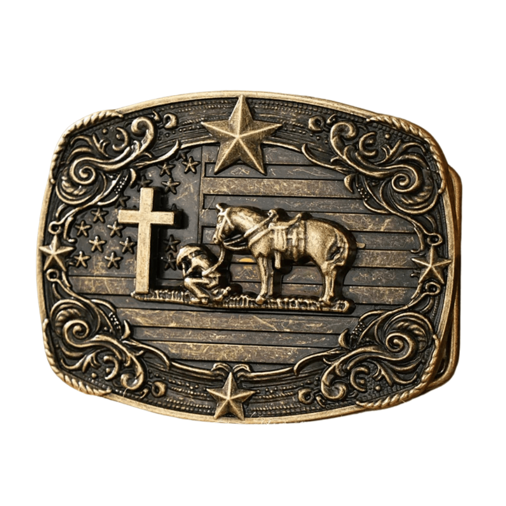 Bältespänne med kors och stjärnor westerndesign