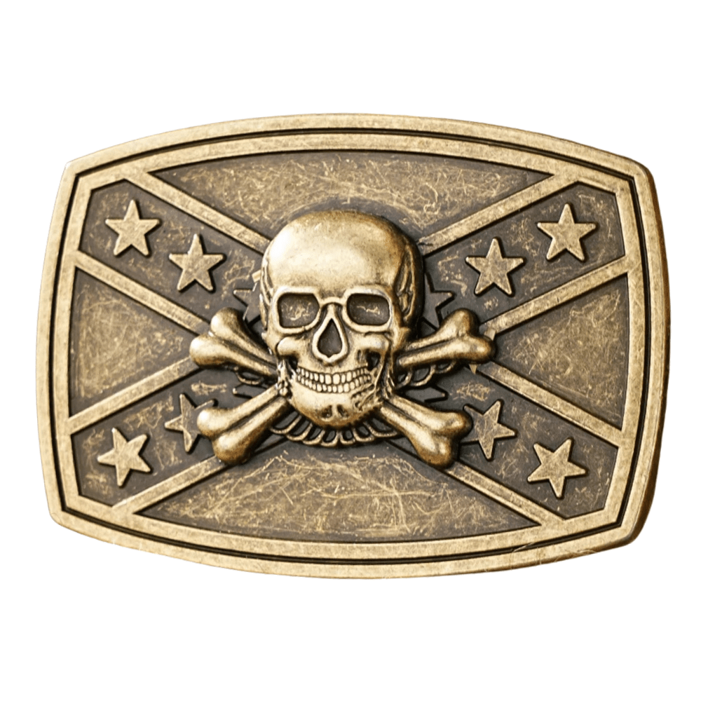 Bältespänne med sydstatsflagga och westernmotiv