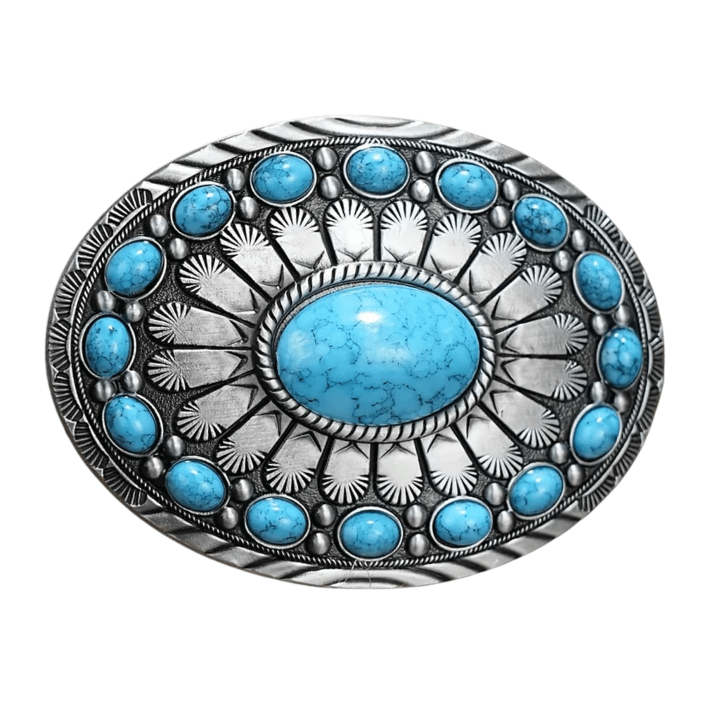 Bältespänne med turkoser i westernstil