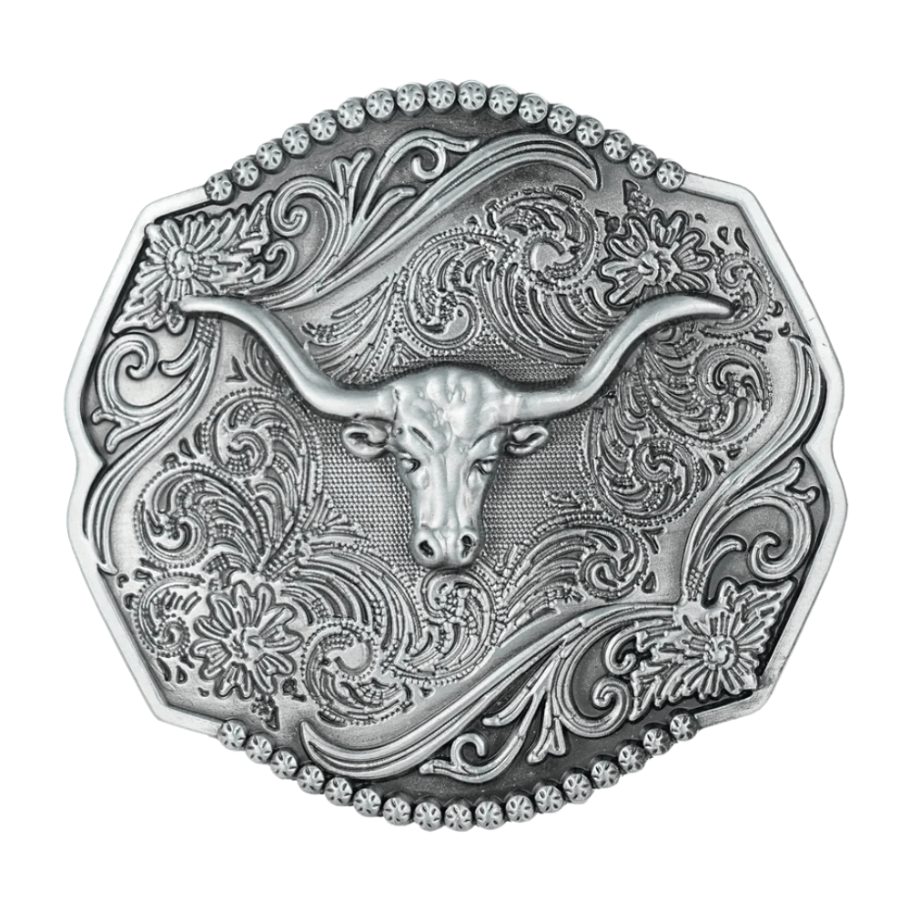 Bältespänne oktagonal med tjurskalle i relief