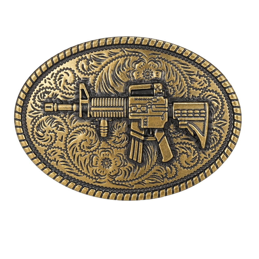 Bältespänne western i antik metall med symbolmotiv