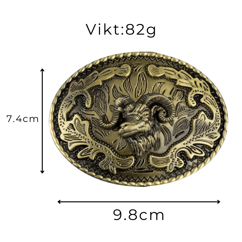 Bältesspänne bockhuvud i guld
