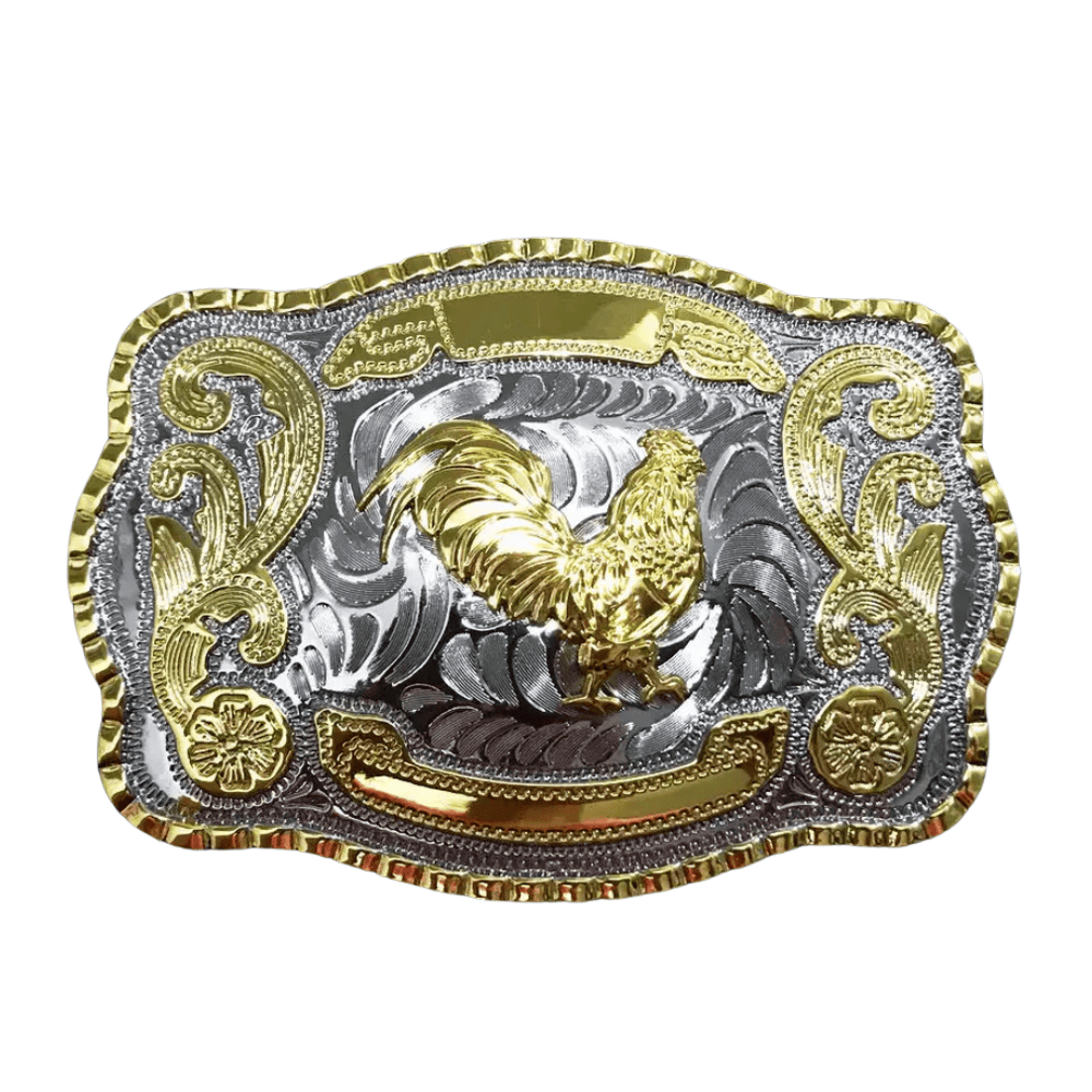 Bältesspänne cowboy med förgylld tupp