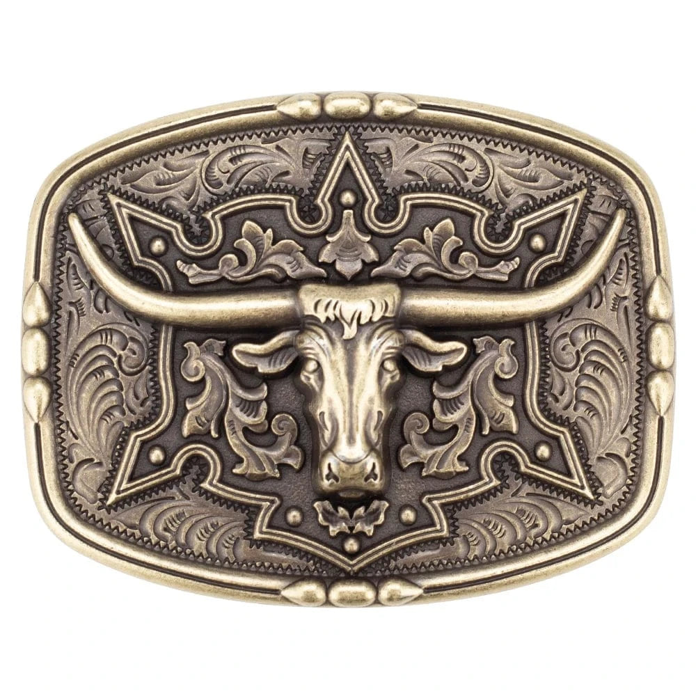 Bältesspänne Longhorn i metall western stil