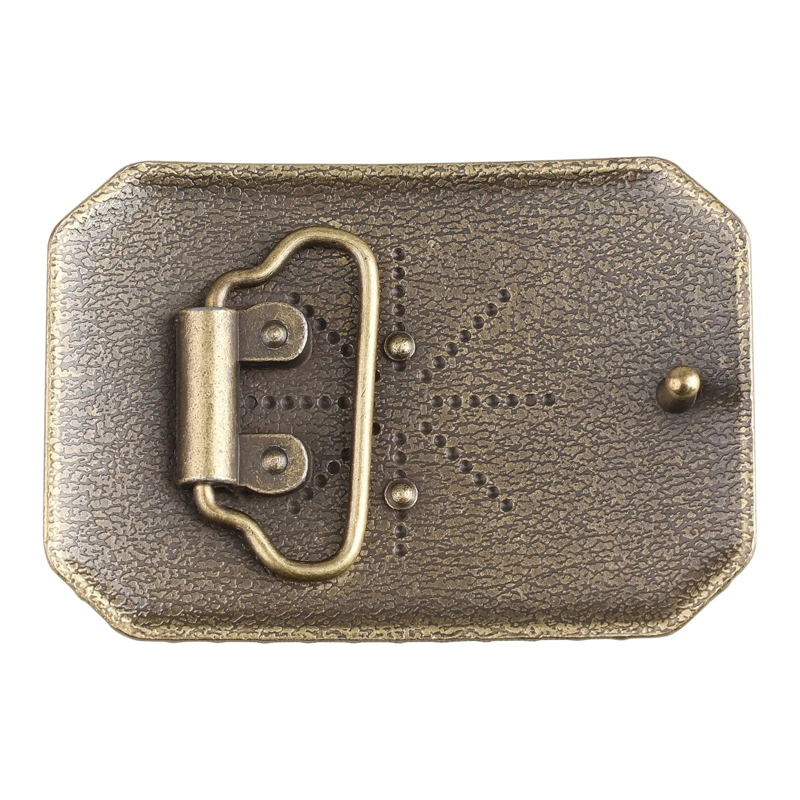 Bältesspänne Longhorn med Rosor och Blomgravyr Antik Brons