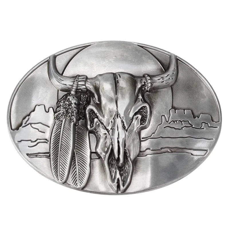 Bältesspänne med buffelhuvud flera färgalternativ