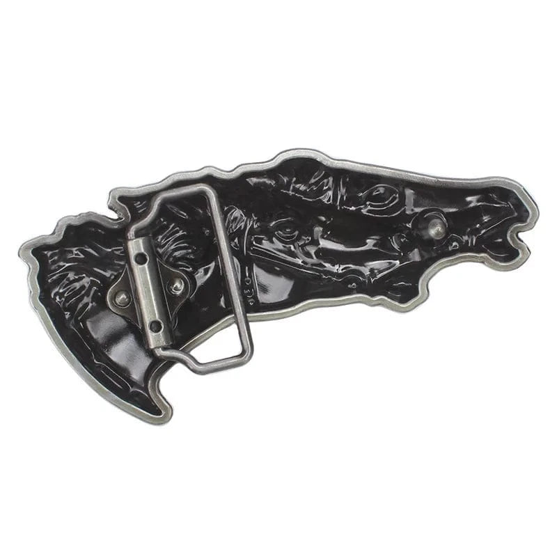 Bältesspänne med två hästhuvuden silver