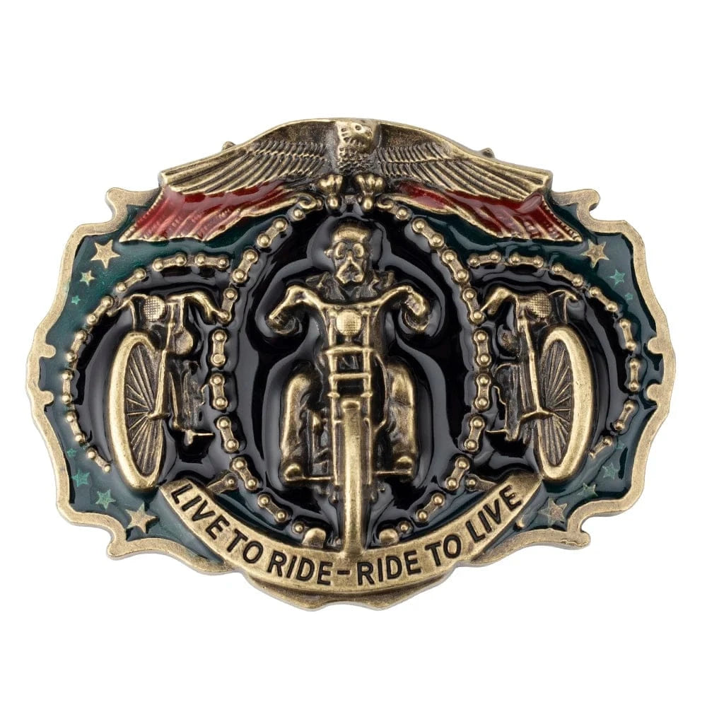 Bältesspänne motorcykel live to ride ride to live vintage stil