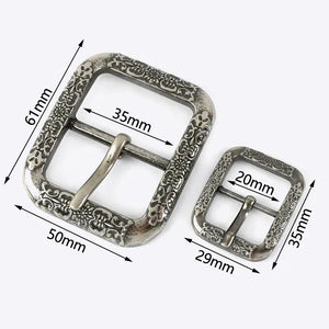 Bältesspänne vintage metall graverad fyrkant