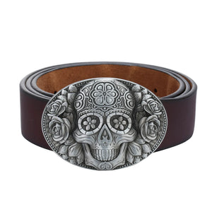 Bältesspänne western floral döskalle