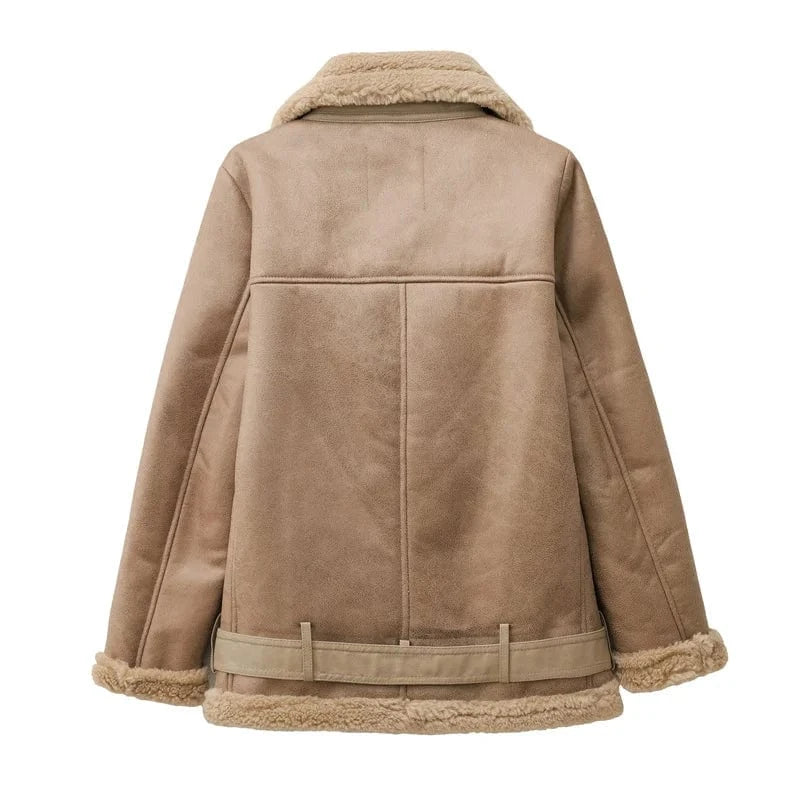 Beige shearlingjacka