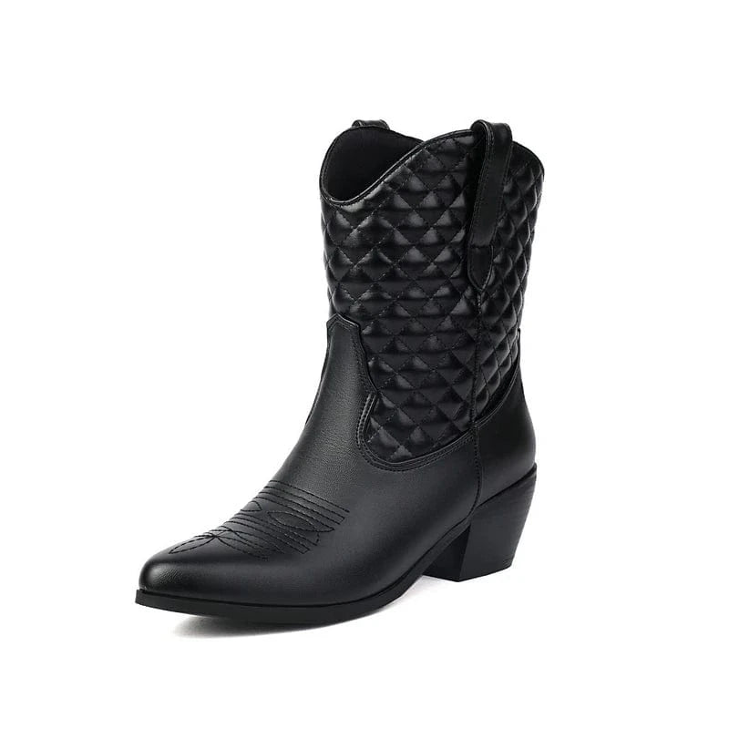 Låga Cowgirl Boots med Quiltat Skaft