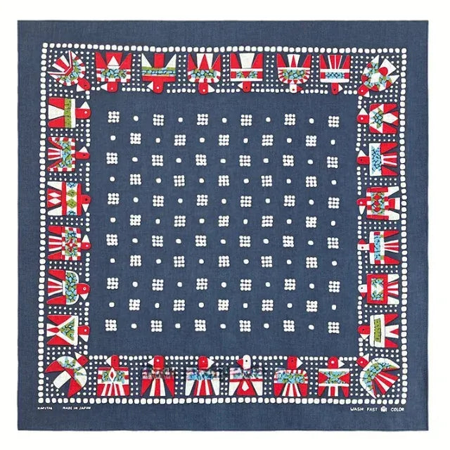 Blå bandana med rödvita motiv