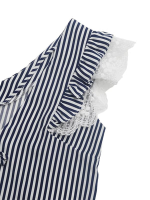 Blå vit randig blus dam