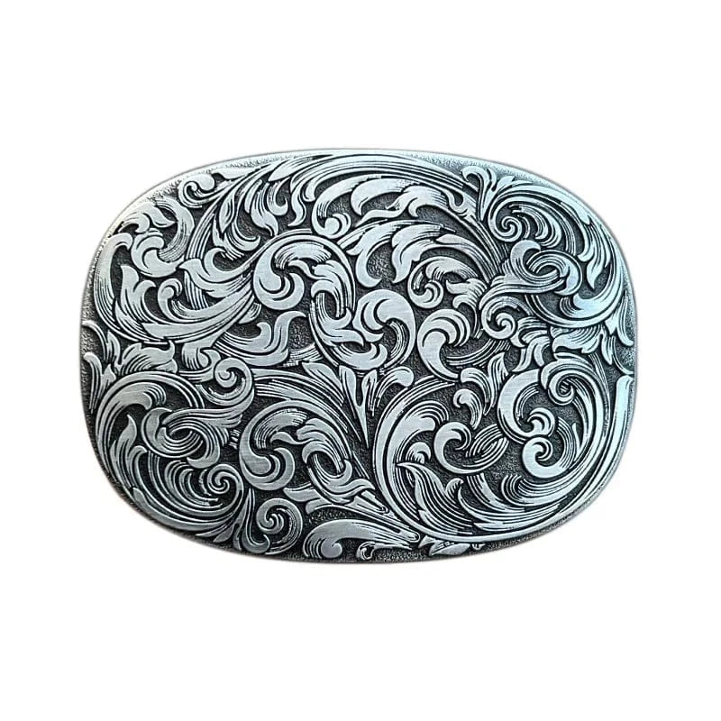 Blommig Bältesspänne Oval Design Silver