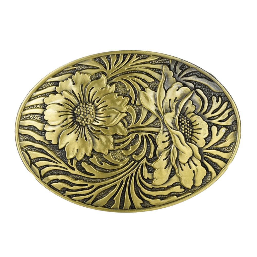 Blommig Bältesspänne Oval Guld