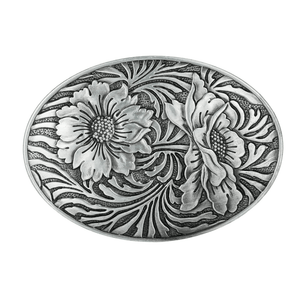 Blommig Bältesspänne Oval Silver