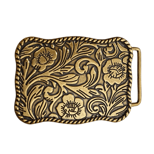 Blommig Bältesspänne Rektangulär Guld