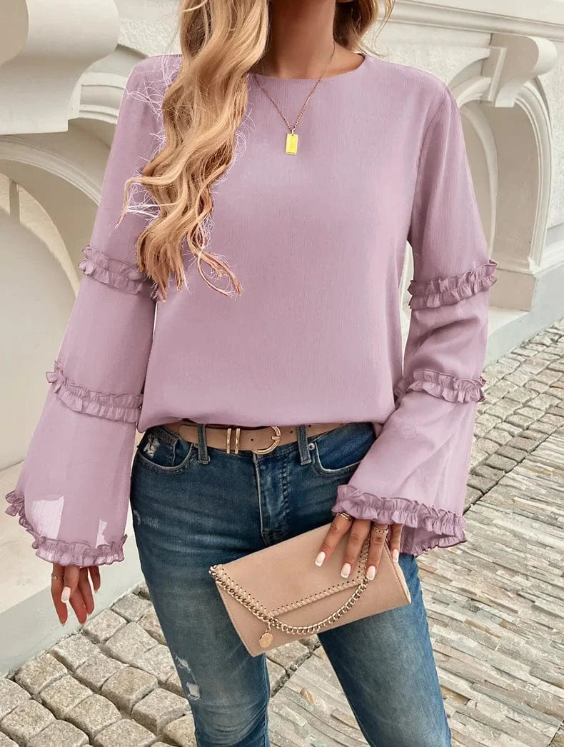 Blus med trumpetärm