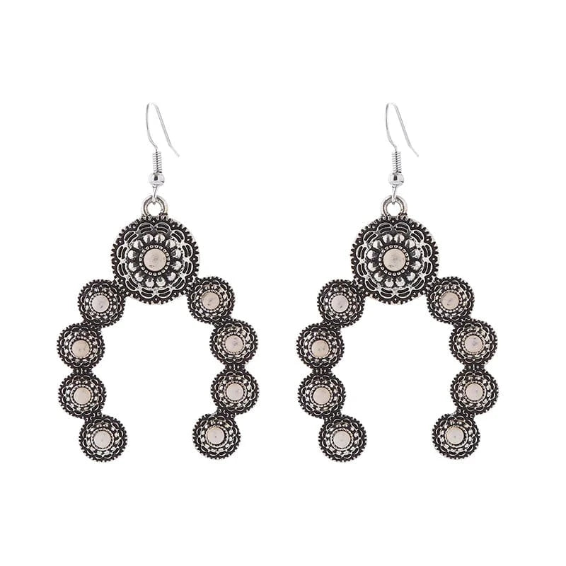 Bohemiska hästsko-örhängen i silver med turkos