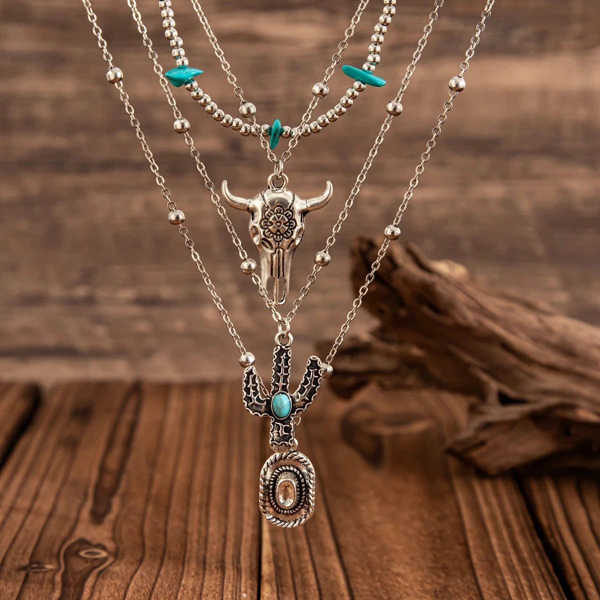 Bohemiskt lager-på-lager halsband med turkos